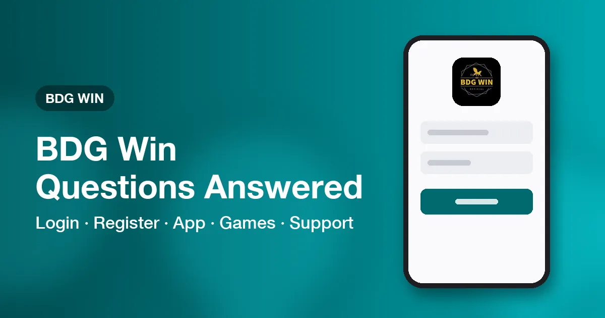 Banner titled BDG Win Questions Answered listing login, register, app, games and support